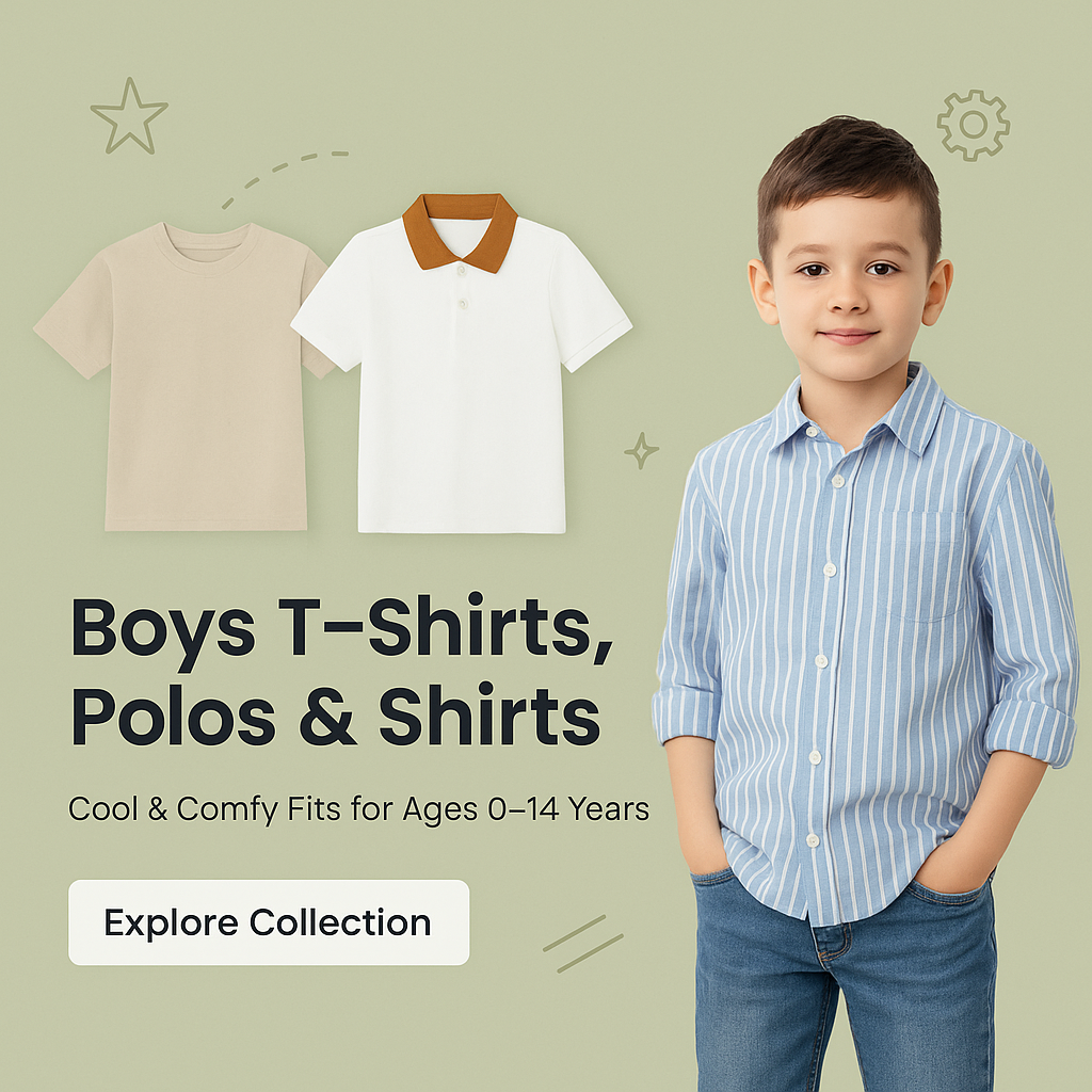 Banner for boys collection – t-shirts, polos, and casual shirts for kids aged 0 to 14 – Lil Cubs PK