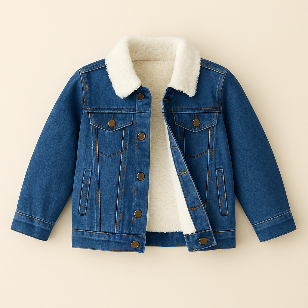 Cozy Fur-Lined Denim Jacket for Kids – Premium Winter Wear (Unisex)
