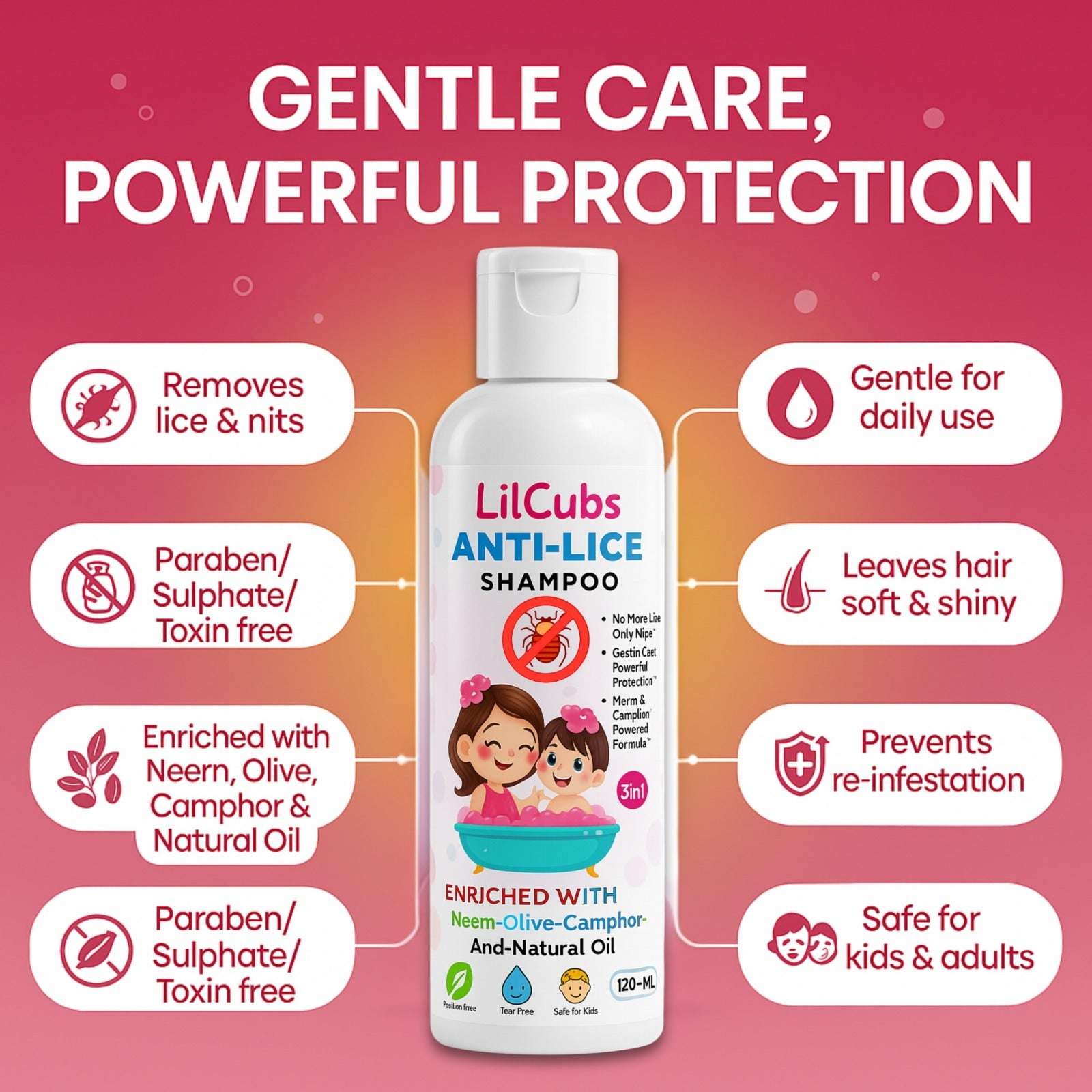 LilCubs Anti-Lice Shampoo – 120ml