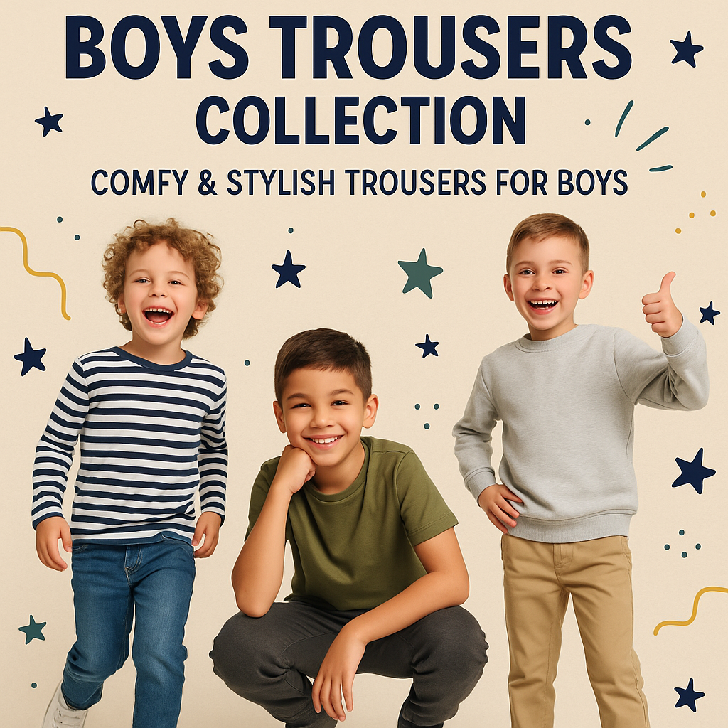 Comfortable Boys Trousers – Joggers, Fleece & Casual Bottoms (1–12 Years)