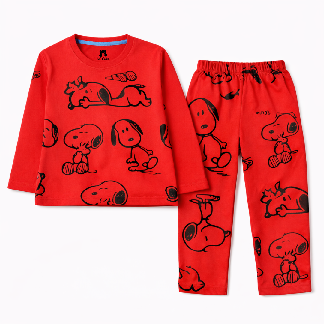 Red Snoppy Print Summer Coord Set (2-Piece)