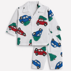Kids cotton pajama set for ages 1-5 in dinosaur, car, unicorn, and more prints