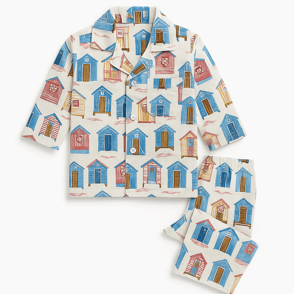 Kids cotton pajama set for ages 1-5 in dinosaur, car, unicorn, and more prints