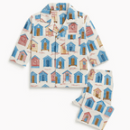 Kids cotton pajama set for ages 1-5 in dinosaur, car, unicorn, and more prints