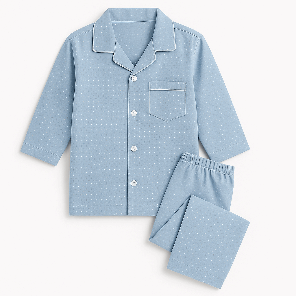 Kids cotton pajama set for ages 1-5 in dinosaur, car, unicorn, and more prints