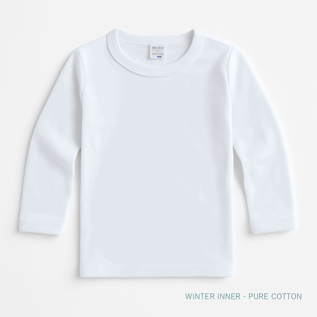 White cotton long sleeve kids winter vest for layering – 1 to 10 years – Lil Cubs PK
