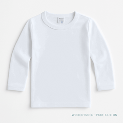 White cotton long sleeve kids winter vest for layering – 1 to 10 years – Lil Cubs PK