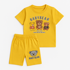 Baby Bear Yellow T-Shirt & Shorts Set for Kids – Cute Summer Outfit