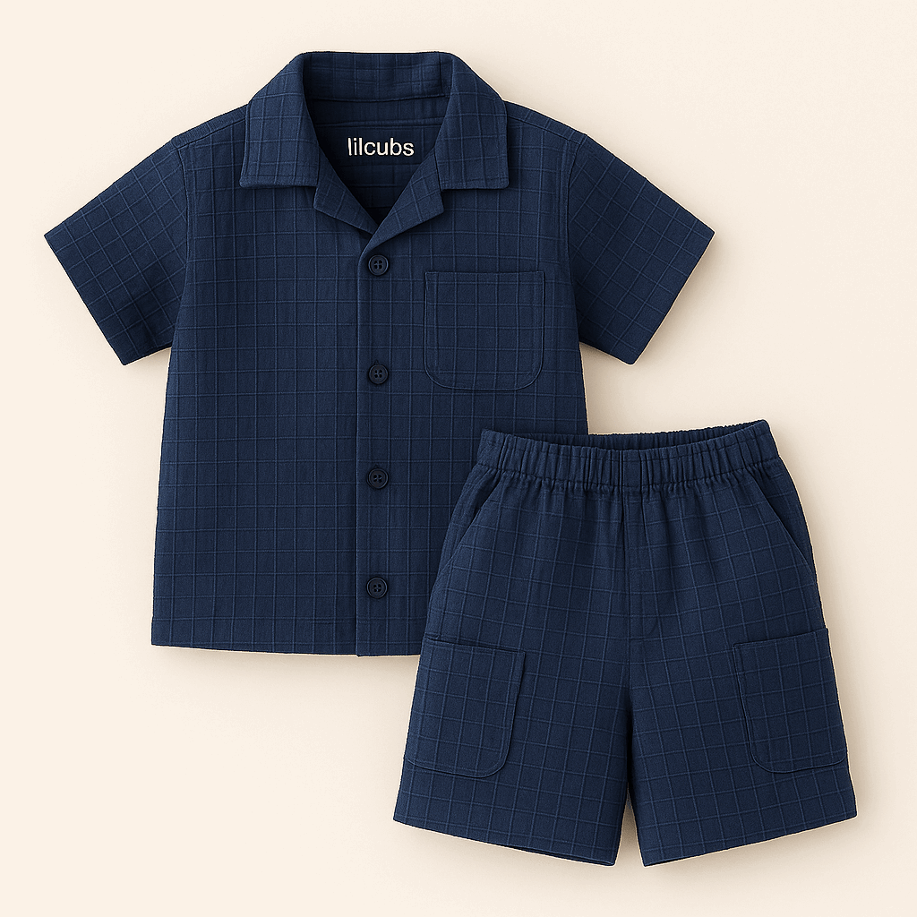 Lilcubs.pk Unisex Crinkle Cotton Cord Set – Signature Summer Collection (1 to 6 Years)