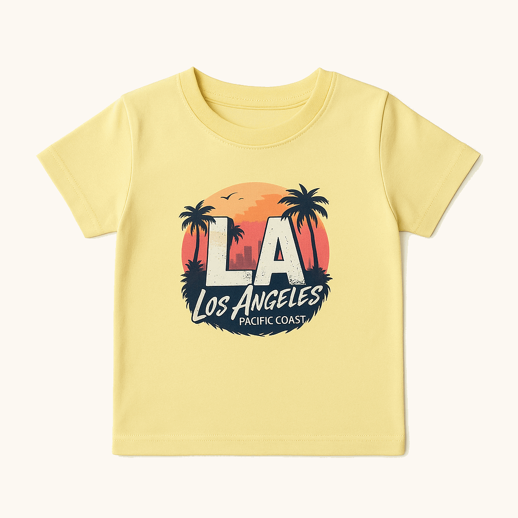Yellow LA Sunset Print Kids T-Shirt (1–6 Years)