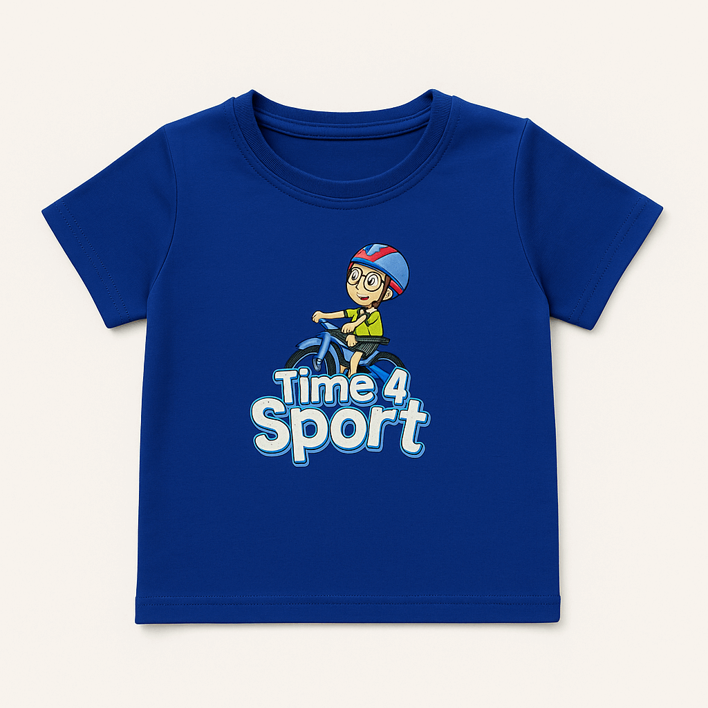 Blue Time 4 Sport Kids T-Shirt – Cycling Graphic Tee (1–6 Years)