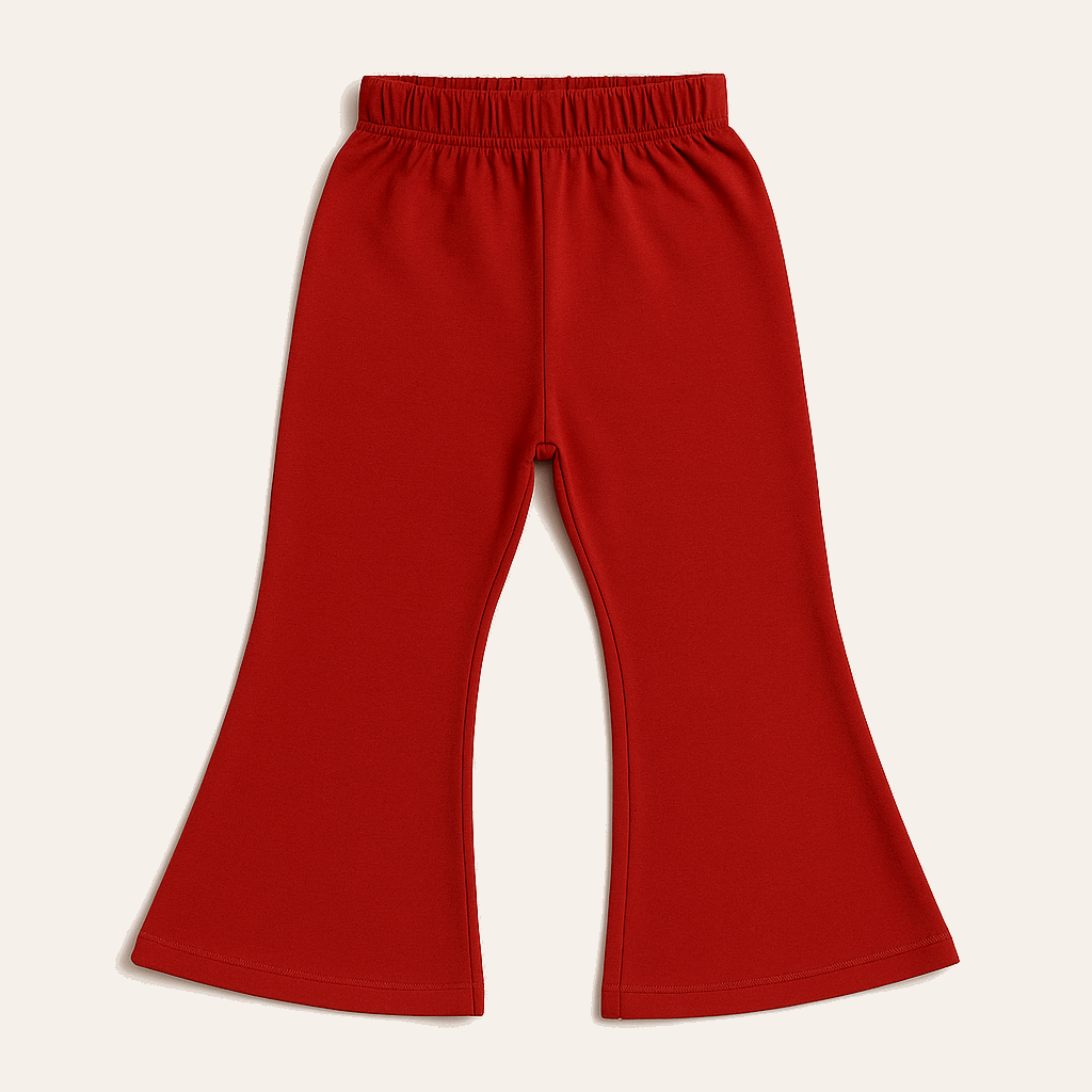 Solid Red Knit Flare Pants (16–38 Years)