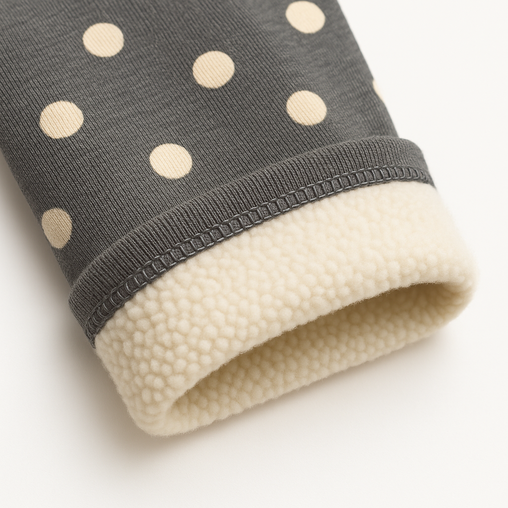 Grey & Gold Fleece Polka Dot Girls Tights – Soft & Stretchy Leggings (4–16 Years)
