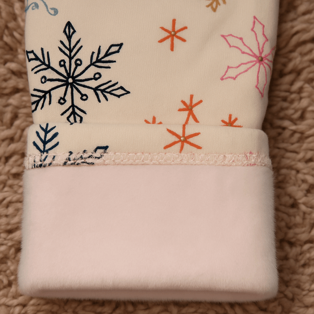 Snowflake Print Kids Tights – Ivory (4–16 Years)