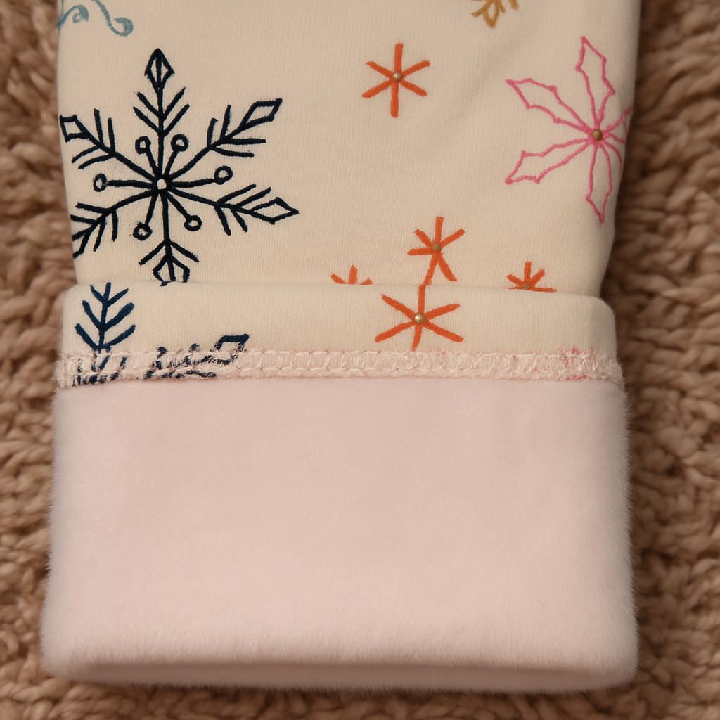 Snowflake Print Kids Tights – Ivory (4–16 Years)