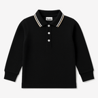 Kids Long Sleeve Polo Shirt – Black with Tipped Collar (2–10 Years) | Lil Cubs