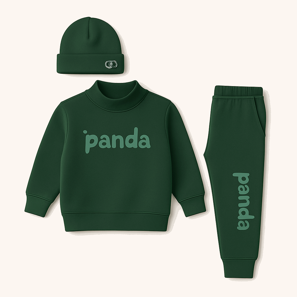 Kids Panda Tracksuit Set with Beanie – Cozy Outfit for (6 Months - 5 Years)