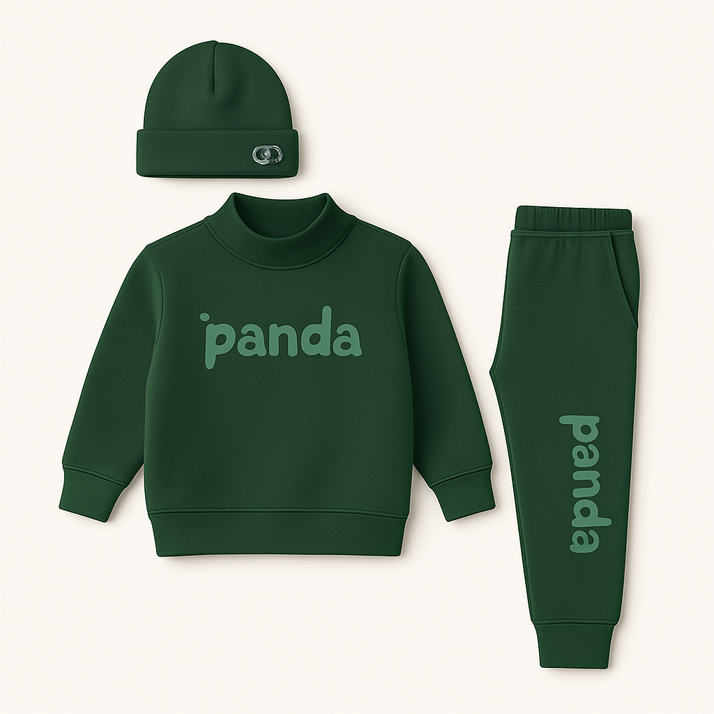 Kids Panda Tracksuit Set with Beanie – Cozy Outfit for (6 Months - 5 Years)