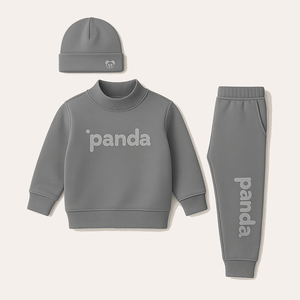Kids Panda Tracksuit Set with Beanie – Cozy Outfit for (6 Months - 5 Years)