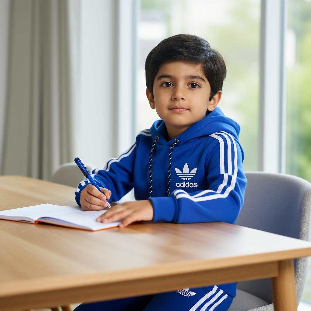 Blue Adidas-Inspired Fleece Tracksuit
