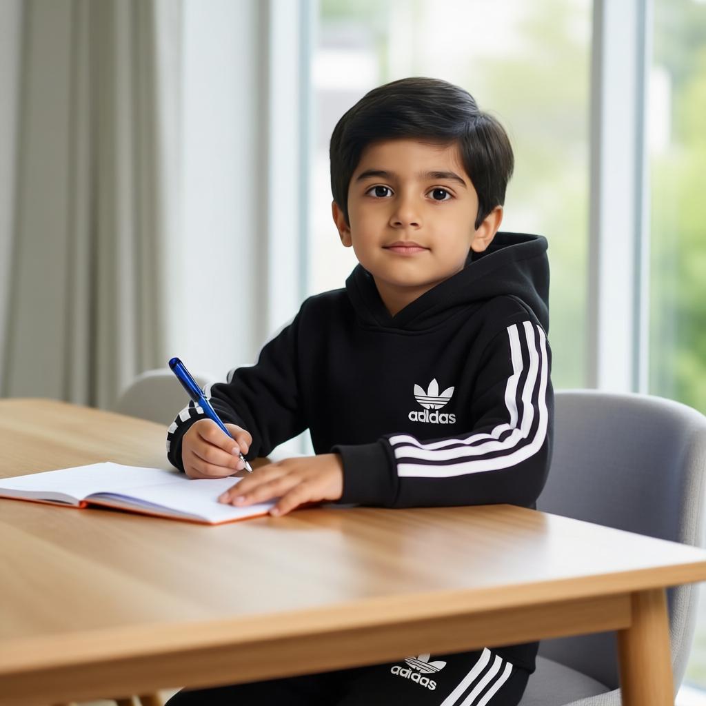 Black Adidas-Inspired Fleece Tracksuit