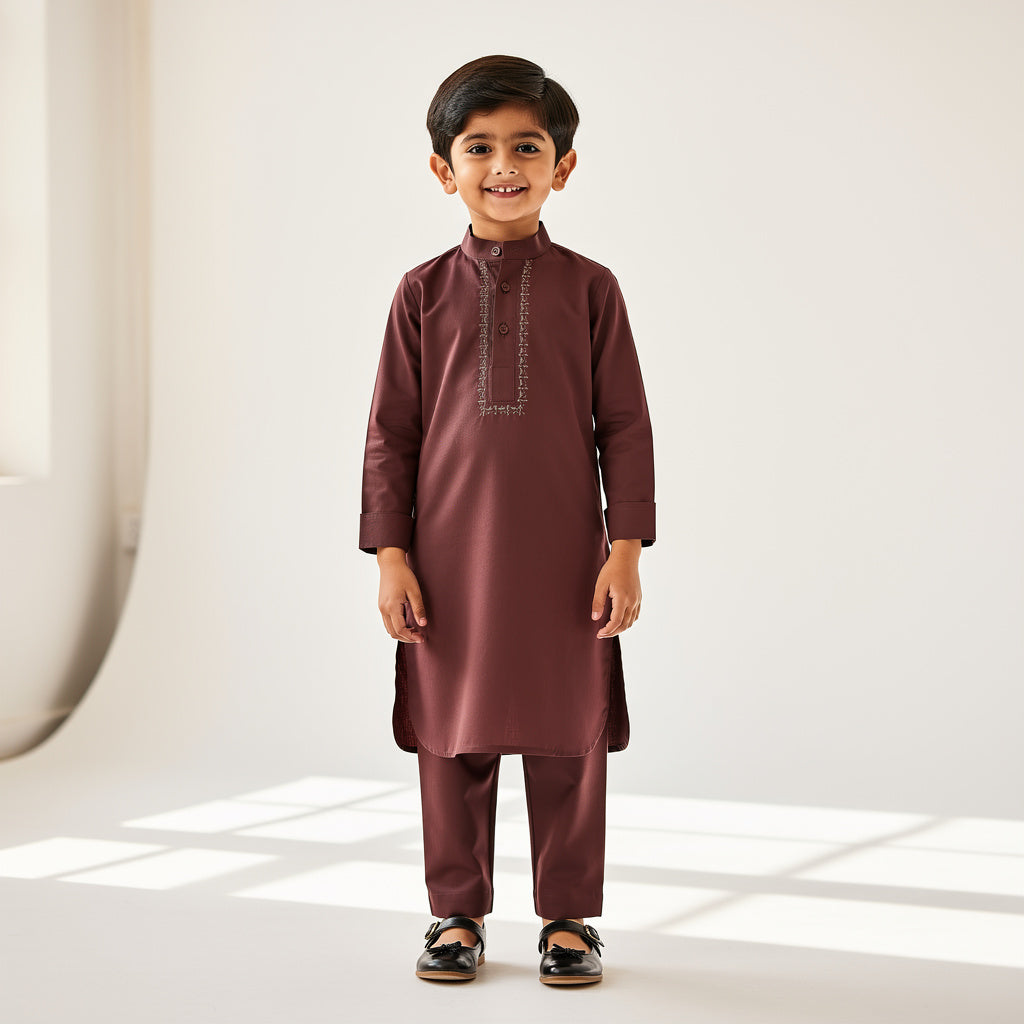 Royal Embroidered Dusty Maroon Shalwar Kameez