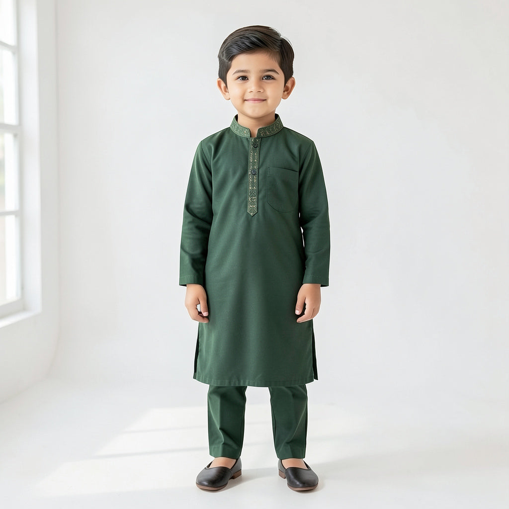 Sultan Embroidered Green Shalwar Kameez
