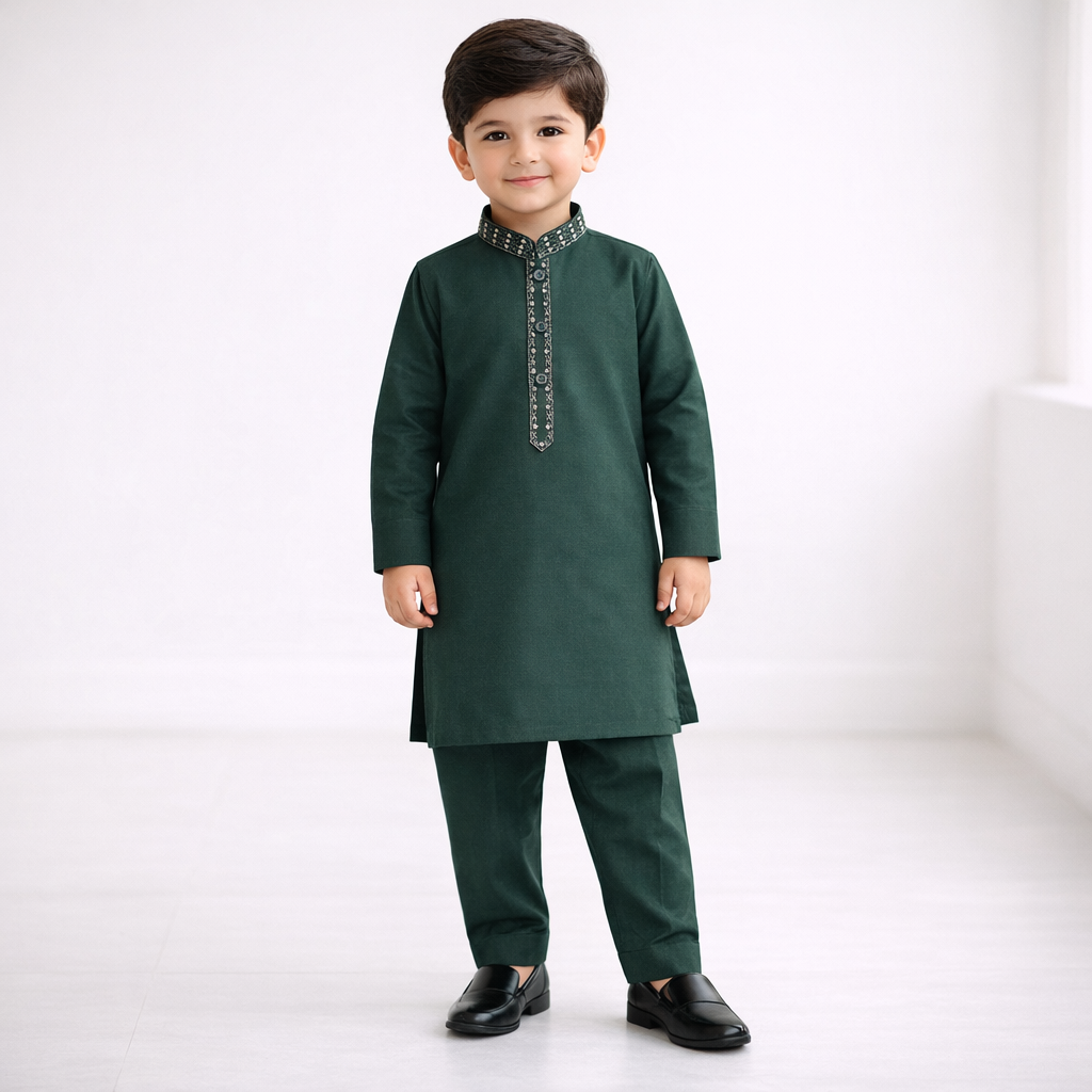 Sultan Embroidered Dark Green Shalwar Kameez