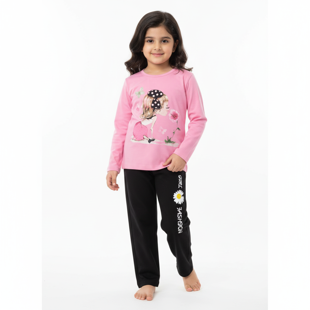 Pink & Black Girl Summer Coord Set (2-Piece)