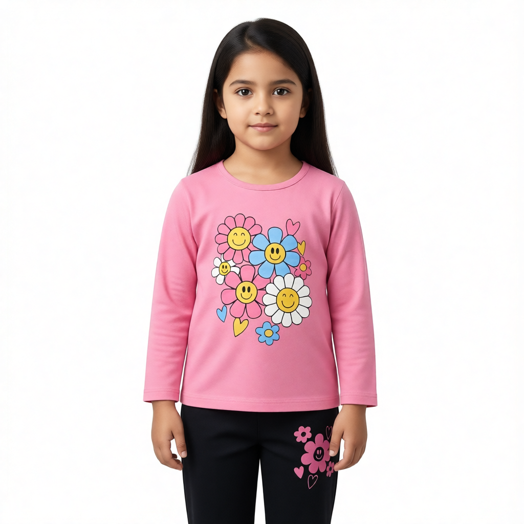 Happy Flowers Pink Summer Coord Set (2-Piece)