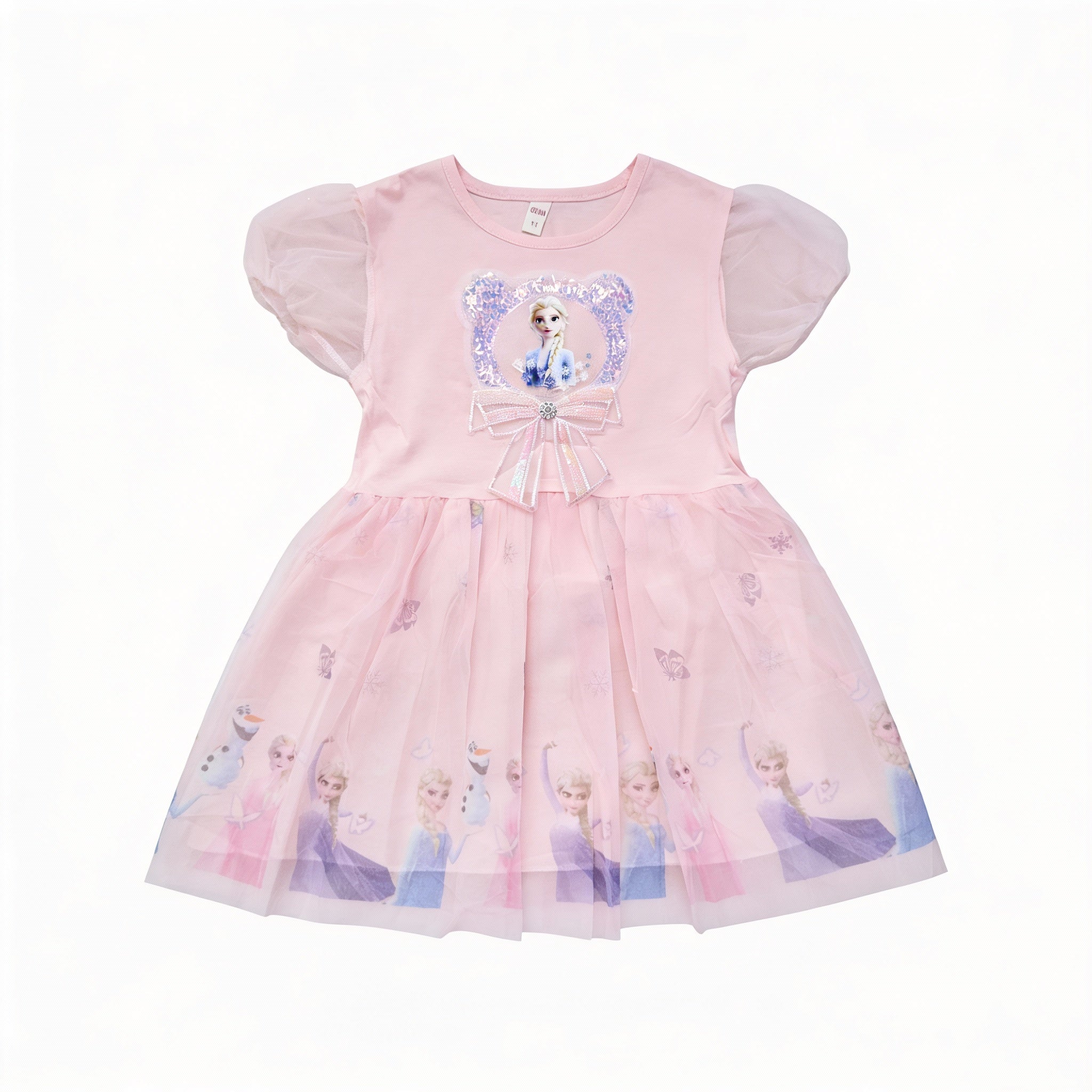 Pink Barbie print frock for girls by lilcubspk with colorful Barbie character design, featuring a soft, comfortable fabric.