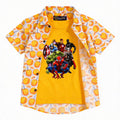 Yellow Orange Casual Shirt with Super Heros Print T-Shirt - Lil' Cubs