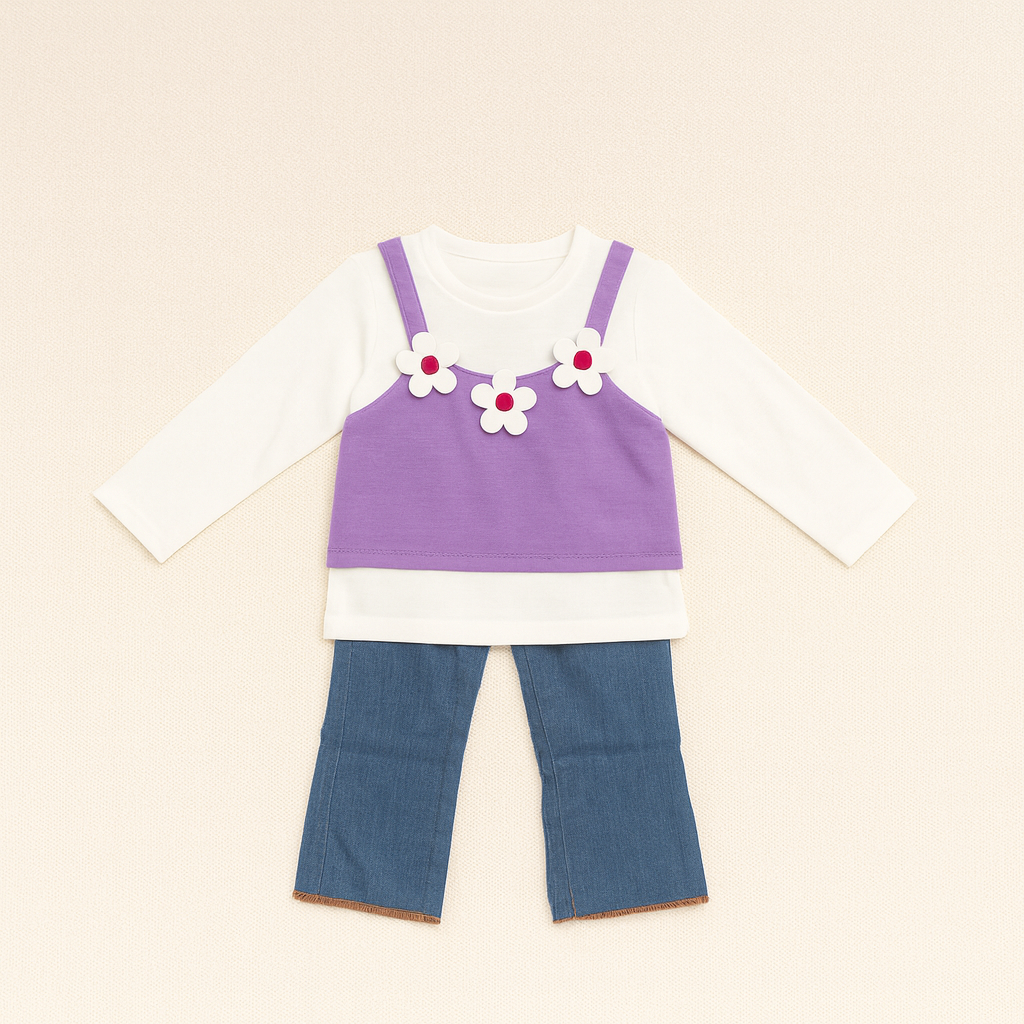 🌸 Baby Girls 2-Piece Partywear Suit Set — Stylish Top & Pants (1–2 Years)