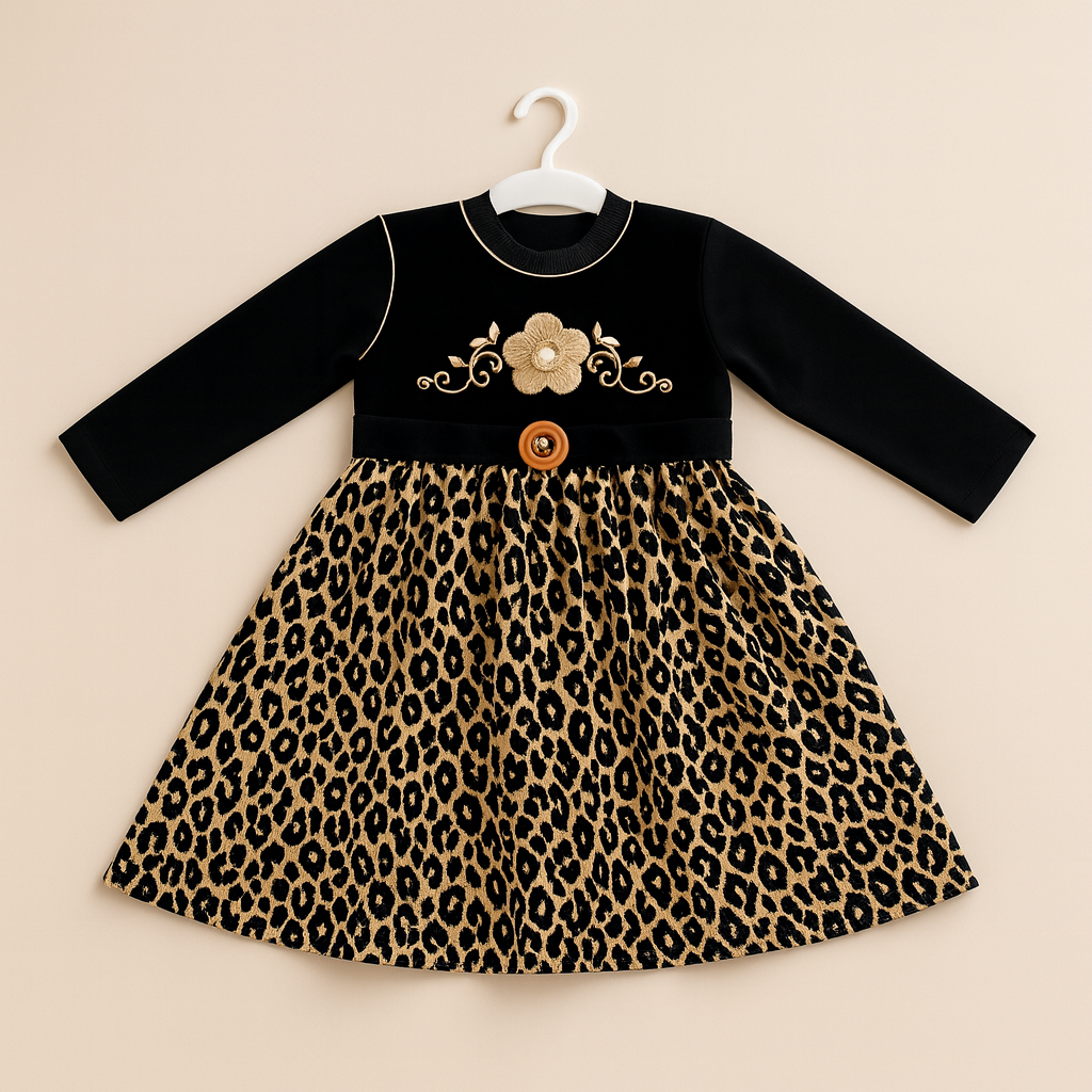 Kids Winter Party Frock for Girls 3 piece – Cozy Long Sleeve Dress (5–10 Years)