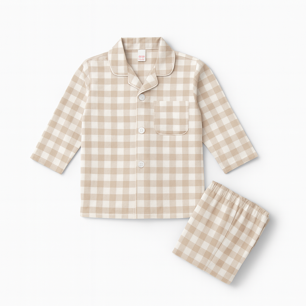 Kids Winter Flannel Checked Night Suit – Soft & Warm Sleepwear (5-10 years)