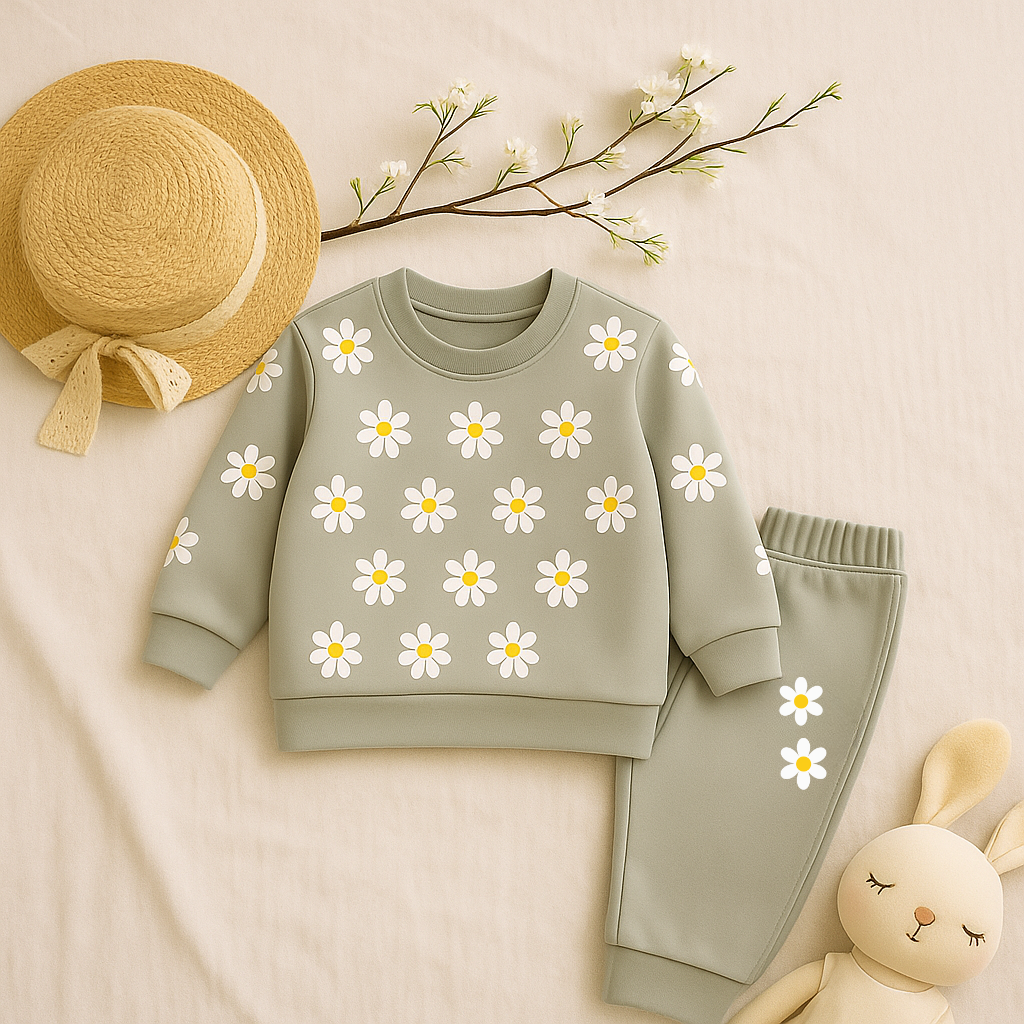 Olive Bloom Sweatshirt & Jogger Co-Ord for Girls (1-12) Years