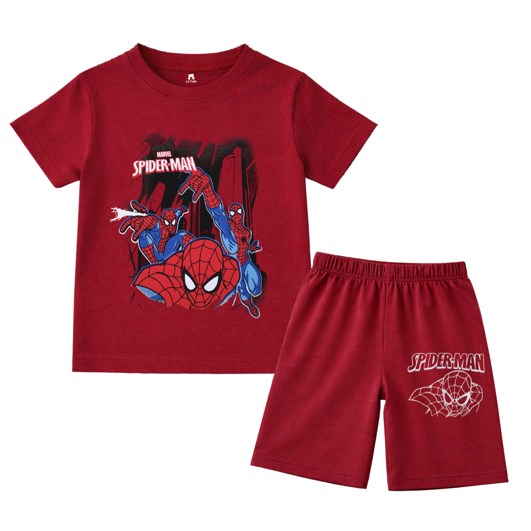 Spider Man Dark Red Summer Coord Set (2-Piece) - Lil' Cubs