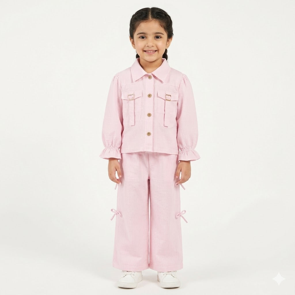 Girls Pink Cotton Summer Coord Set 2-Piece for Kids (2 - 10 Years) | Lil' Cubs