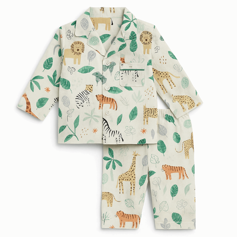 Kids Cotton Pajama Set (Ages 1-5) – Cute Animal & Fun Prints