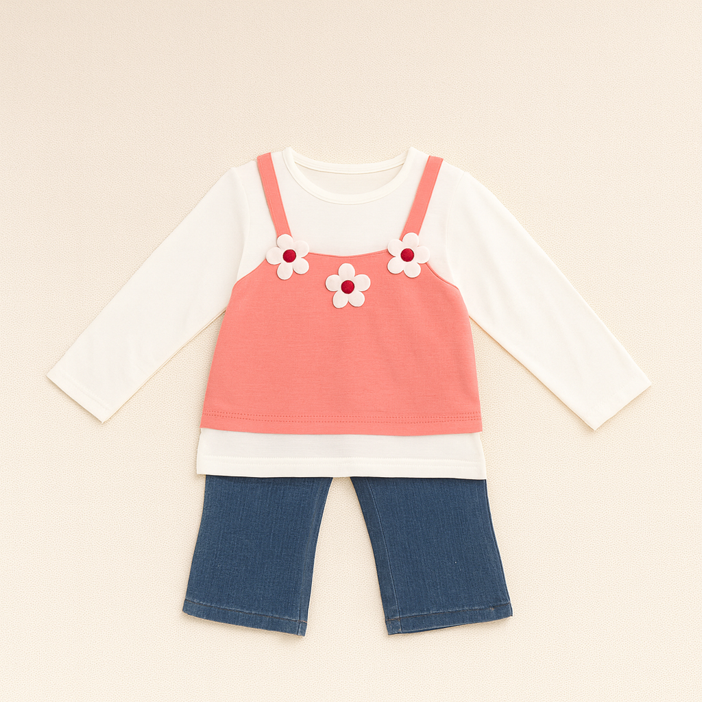 🌸 Baby Girls 2-Piece Partywear Suit Set — Stylish Top & Pants (1–2 Years)