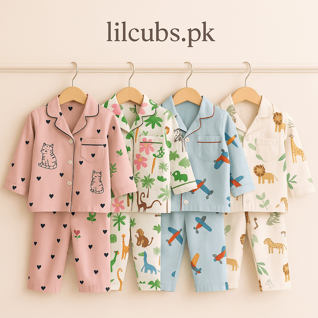 Kids Cotton Pajama Set (Ages 1-5) – Cute Animal & Fun Prints