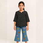 Chic & Comfy Black Blossom Chiffon Top – Classic Elegance for Your Little Star! Signature Collection