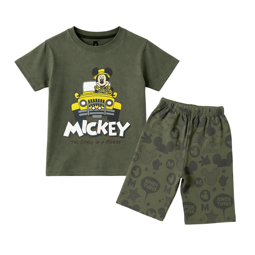 Mickey Olive Green Summer Coord Set (2-Piece) - Lil' Cubs