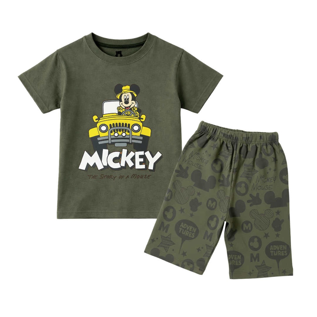 Mickey Olive Green Summer Coord Set (2-Piece)