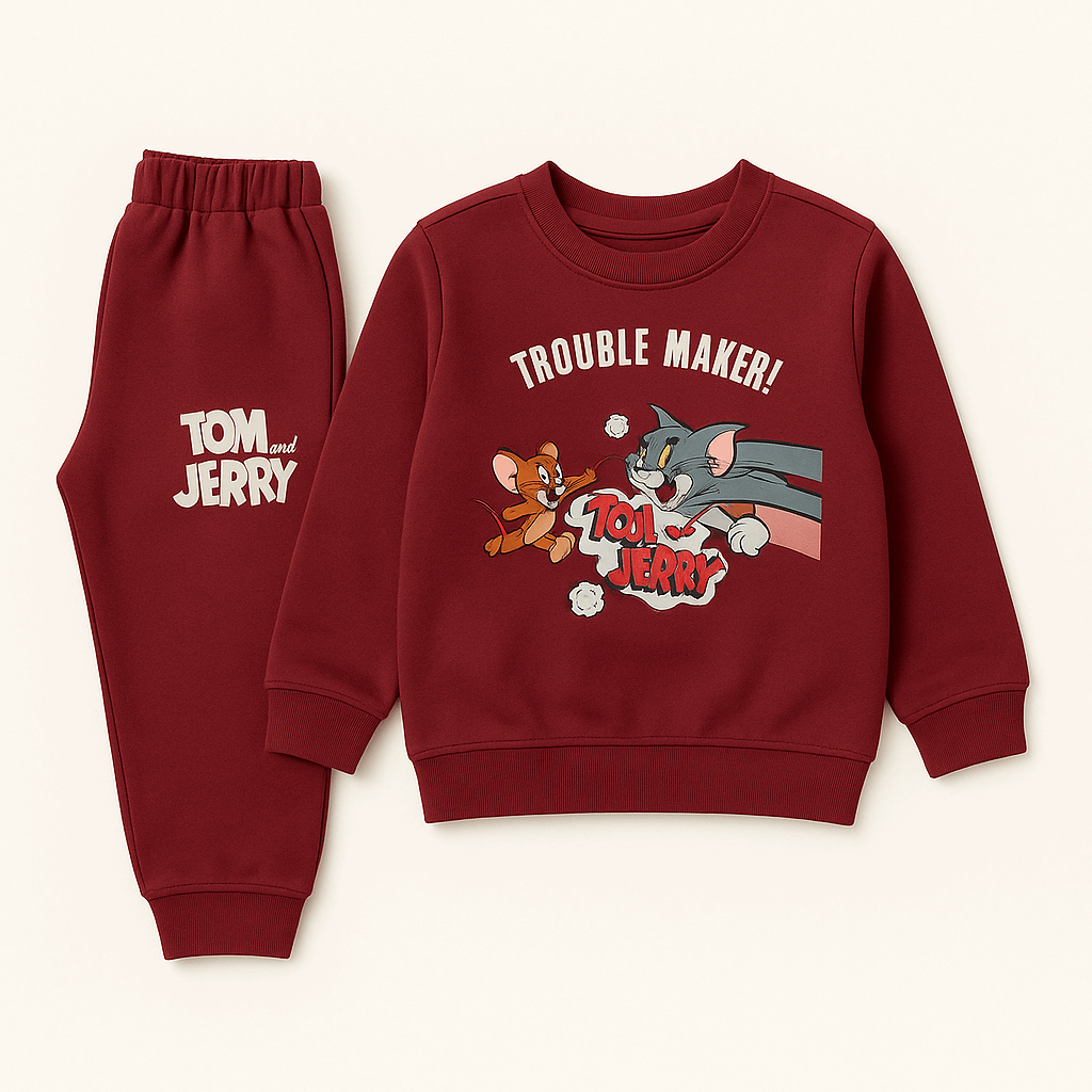 Tom & Jerry Graphic Sweatshirt + Jogger Set – Boys 2-Piece Outfit (1–12Y)