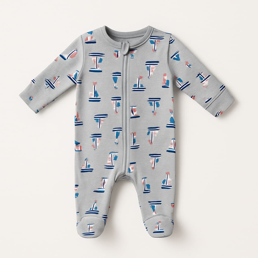 Newborn Baby Boy Nautical Romper | Long Sleeve Zipper Jumpsuit