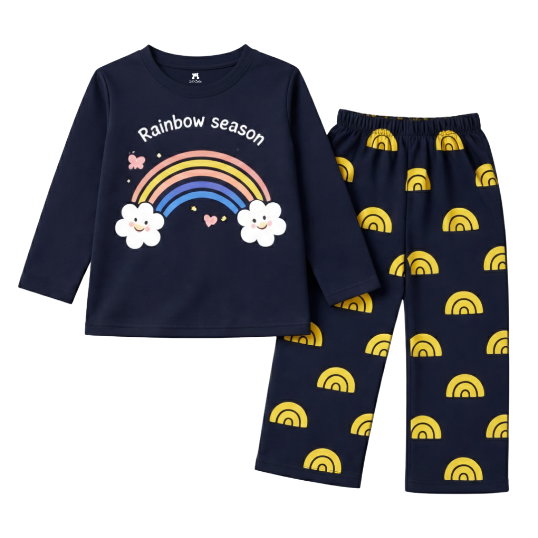 Rainbow Navy Blue Summer Coord Set (2-Piece) - Lil' Cubs