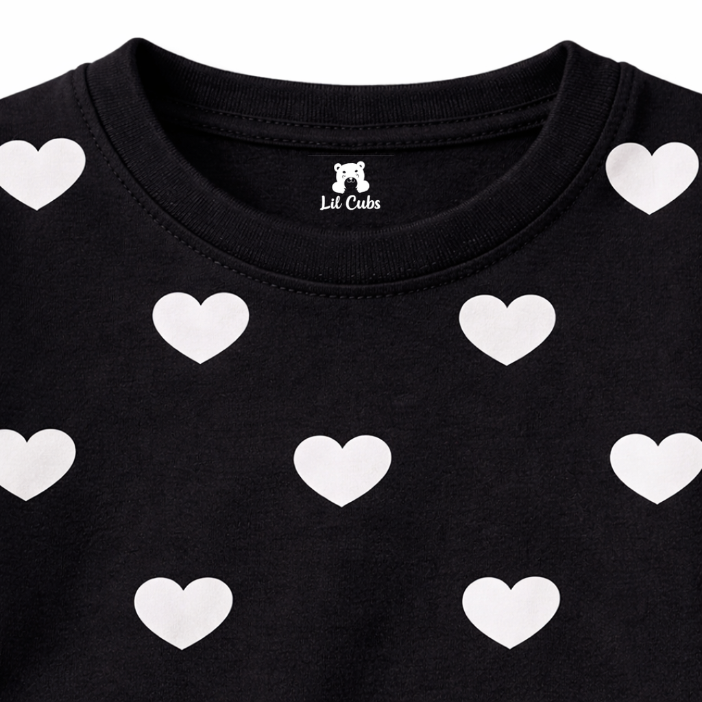 Heart Black Summer Coord Set (2-Piece)