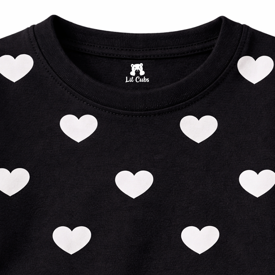 Heart Black Summer Coord Set (2-Piece)