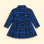 Blue Check Belted Dress – Girls (2–8 Years)
